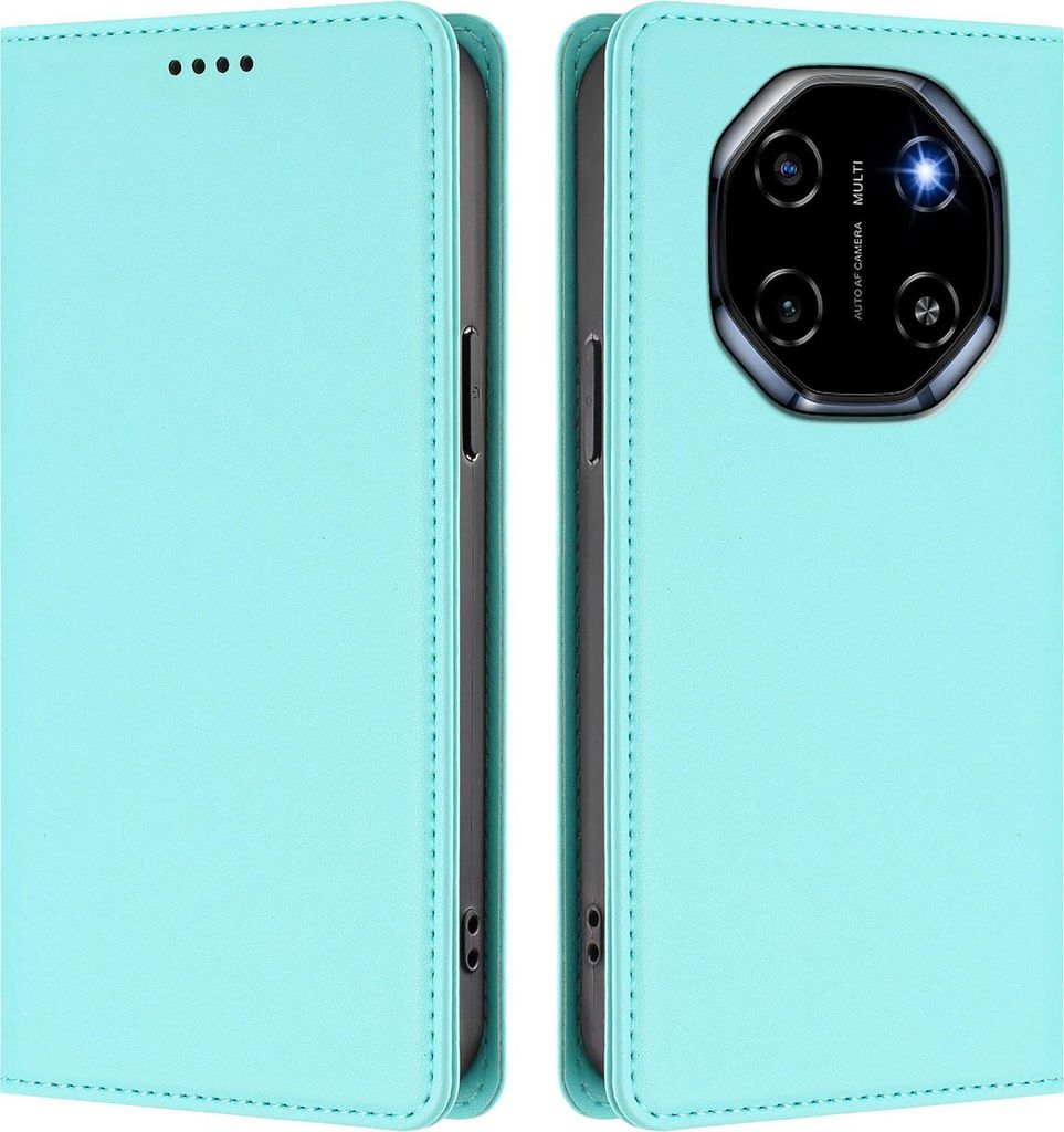 Handyhülle für Blackview Shark 6 /Oscal Tiger 8, Kunstleder Klapphülle Stoßfeste Magnetische Hülle mit Ständer Türkis
