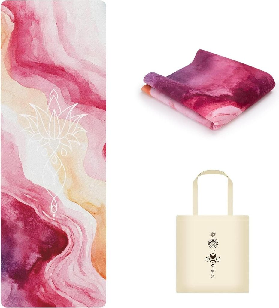 MicaYoung Reise Yogamatte Faltbar 1,5mm Rutschfest Fitnessmatte mit Tote Tasche für Pilates Yoga Workout Sport (183 x 61 0.15 cm)