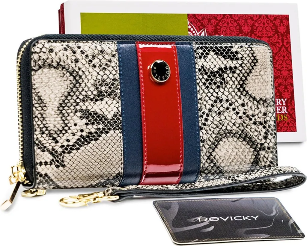 Peterson Hamina Portafoglio Donna in Vera Pelle Grigio con Blocco RFID