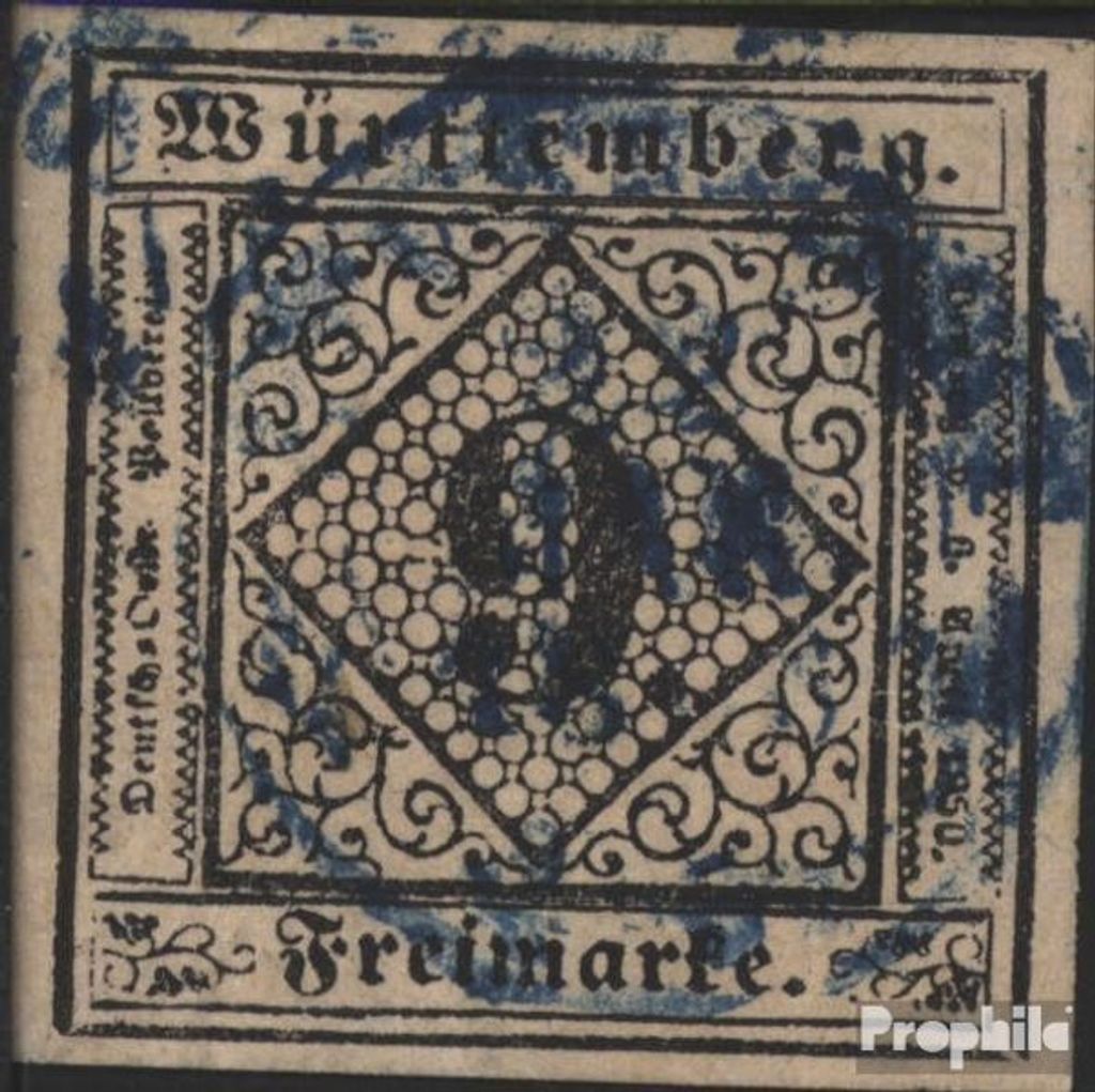 Briefmarken Württemberg 1851 Mi 4 Pracht gestempelt Ziffern in Raute