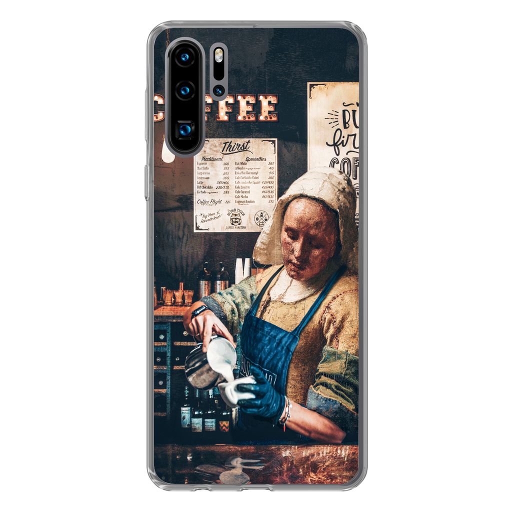 MuchoWow Handyhülle Schutzhülle Hülle für Huawei P30 Pro Milchmädchen - Barista - Kaffee - Cappuccino Silikon Softcase Handy Hülle - Schutz...