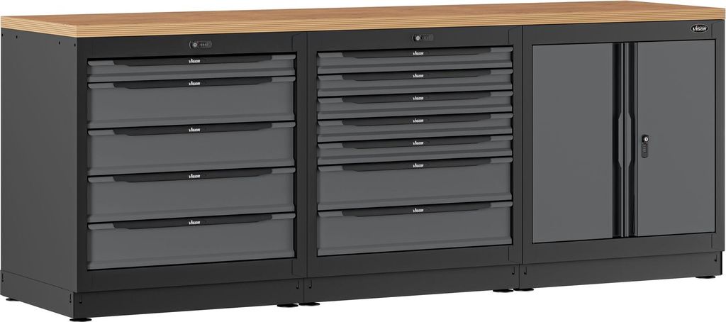 VIGOR Schrankwand-Kombination Starter-Paket Holz V6000-3P1XLD 2588 mm x 700 mm