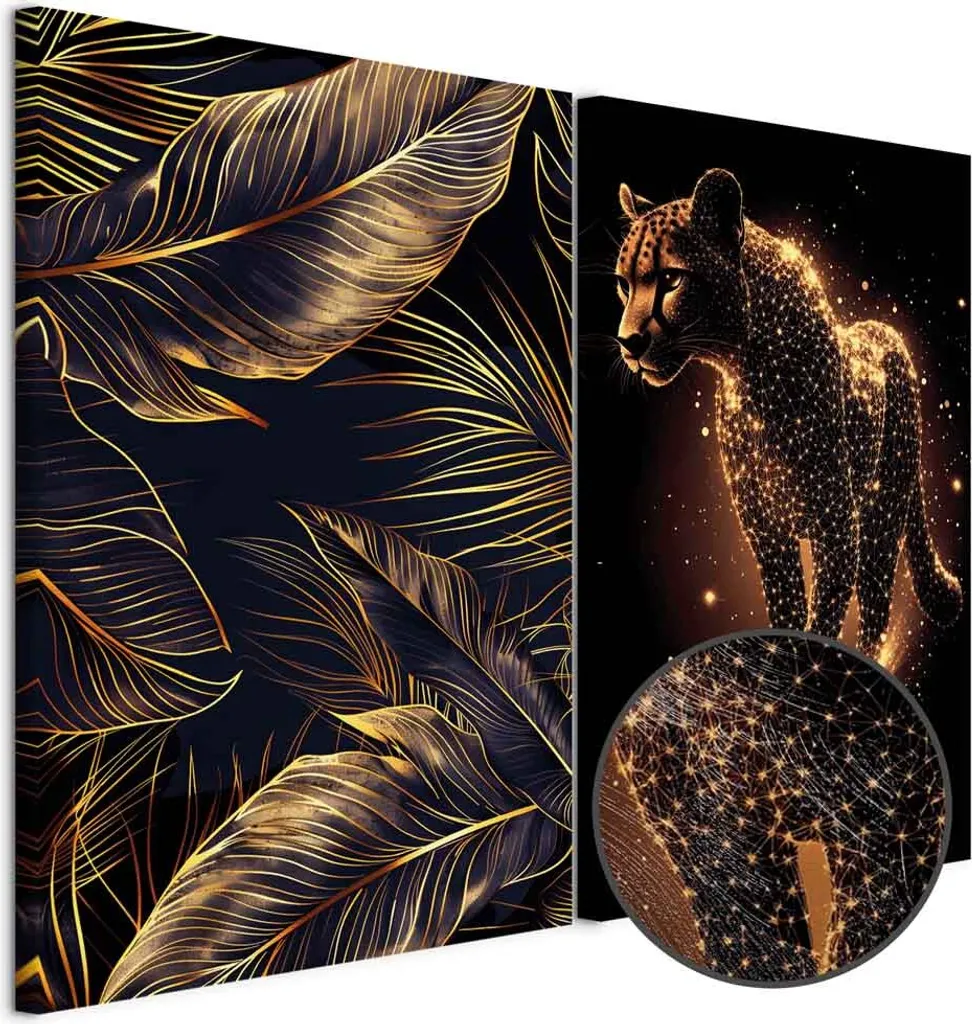 murando - Set di quadri Handart Elegante motivo animale stampa d'arte 80x60cm 2 pezzi ciascuno 40x60cm Collage 2er Pile con Gel acrilico rivestito Wall Art Tela Immagini Decorazione - Colore scuro g-C-10199-b-a - 5