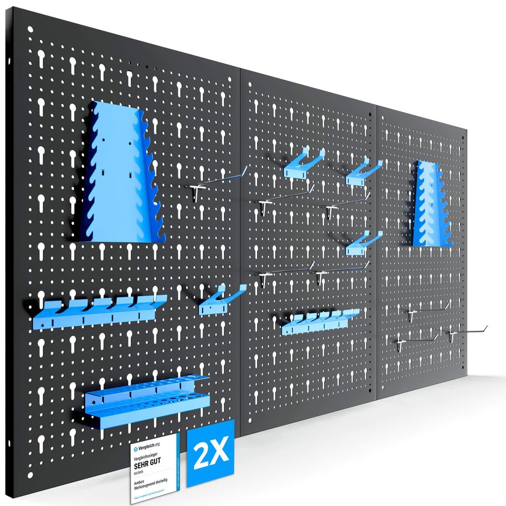 AREBOS 6-tlg. Werkzeugwand 235,2×59,5 cm | Metall Lochwand Produktbild 