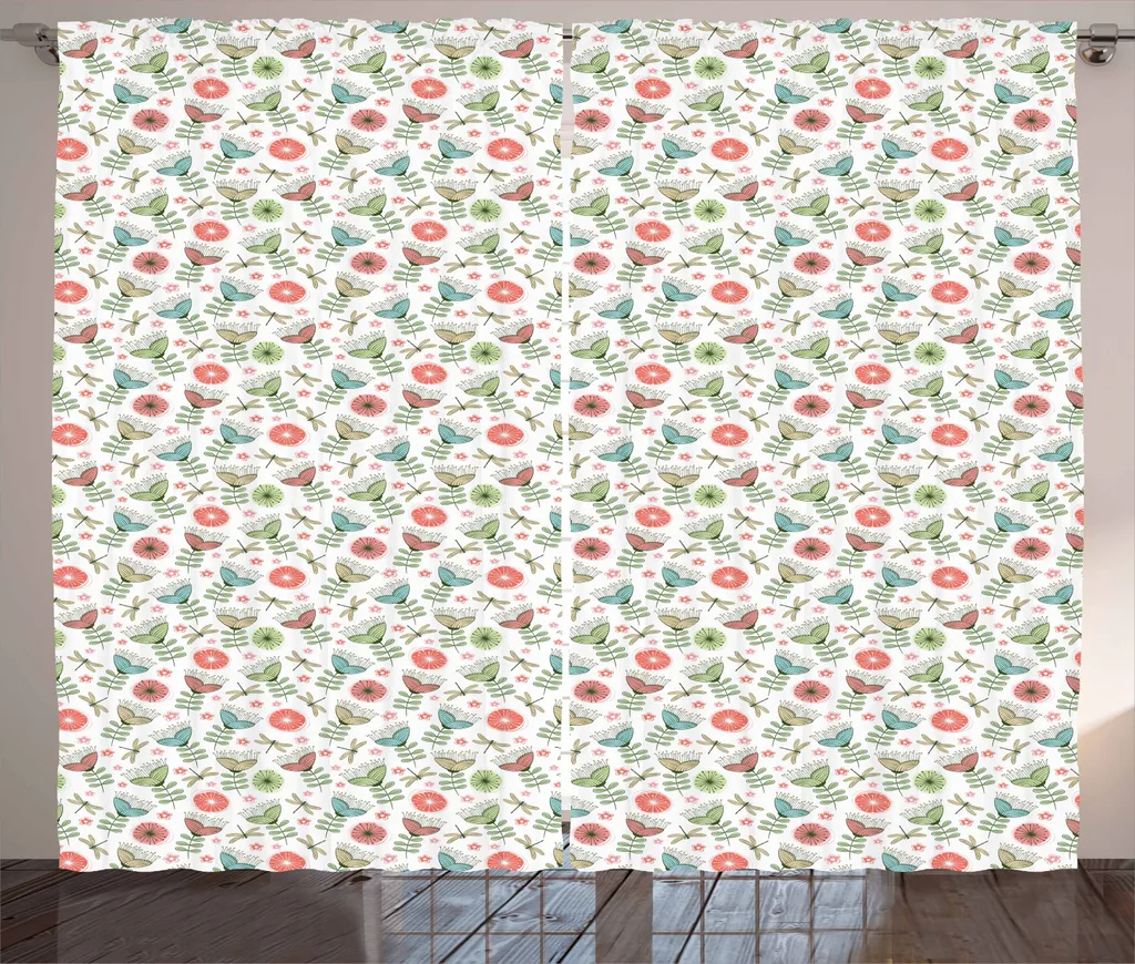 Tenda Lavabile ABAKUHAUS 280x245cm | Stile Rustico Fiori Colorati