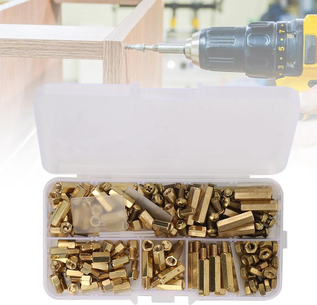 180-teiliges Set M4 Messing-Abstandshalter-Schrauben mit Muttern und Innensechskant