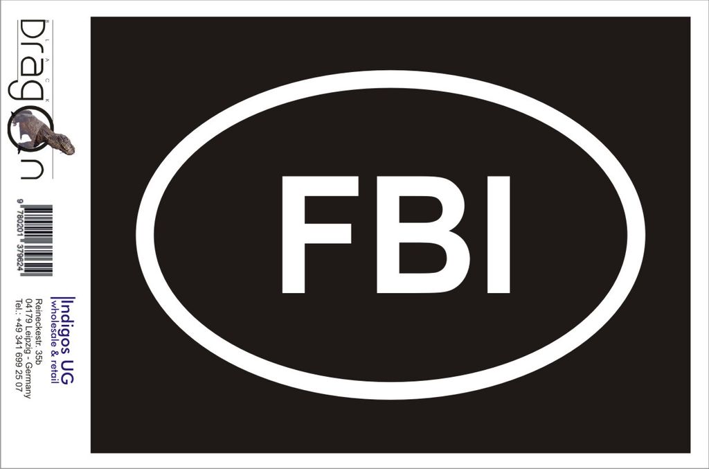 Aufkleber / Autoaufkleber - JDM / Die cut / Auto / OEM - FBI - 110x70 mm gelb - Heckscheibe / Heckscheibenaufkleber