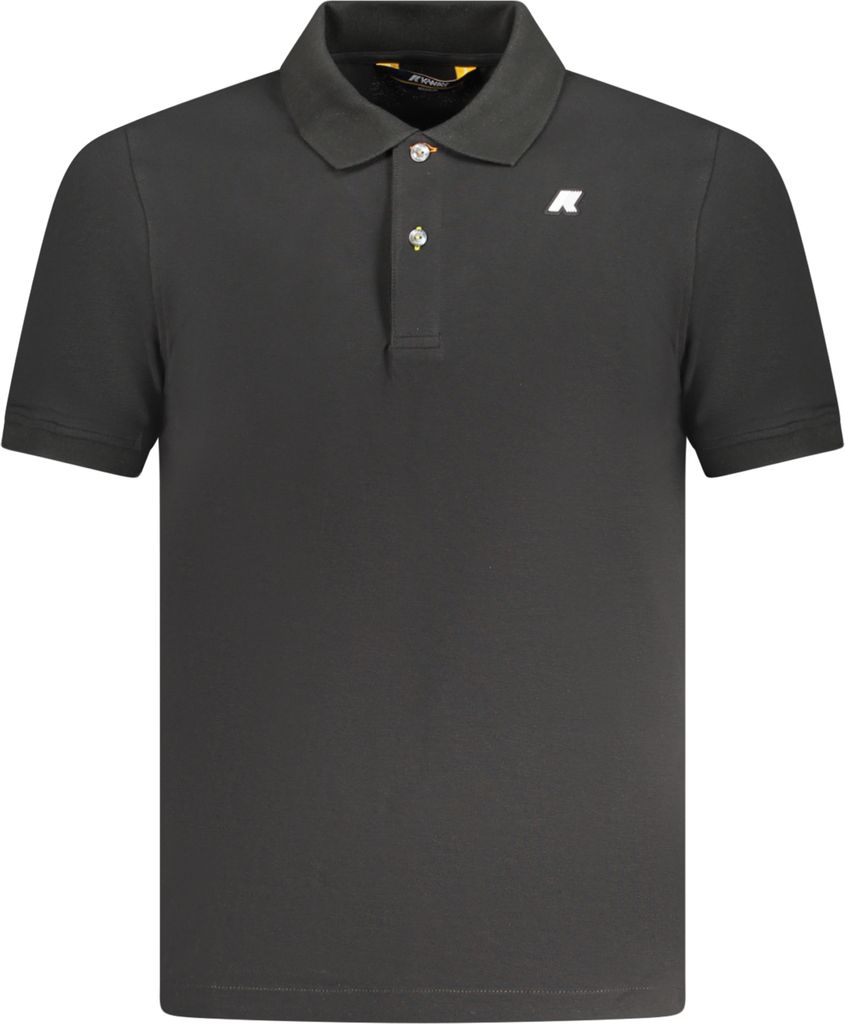 Herren Kurzarm-Polo in Schwarz mit 2 Knöpfen und Logoapplikation