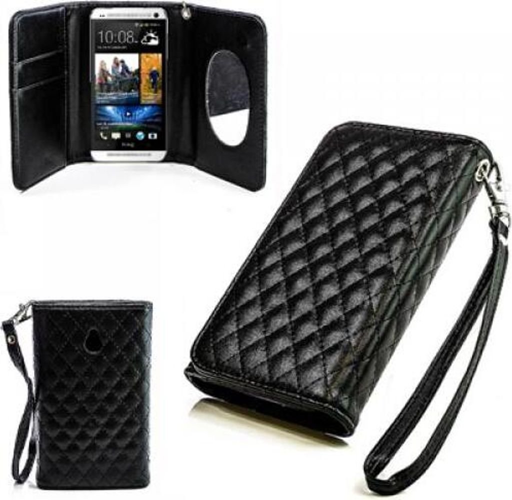 HTC One mini/M4 Booksytle Handtasche Mirror Schwarz