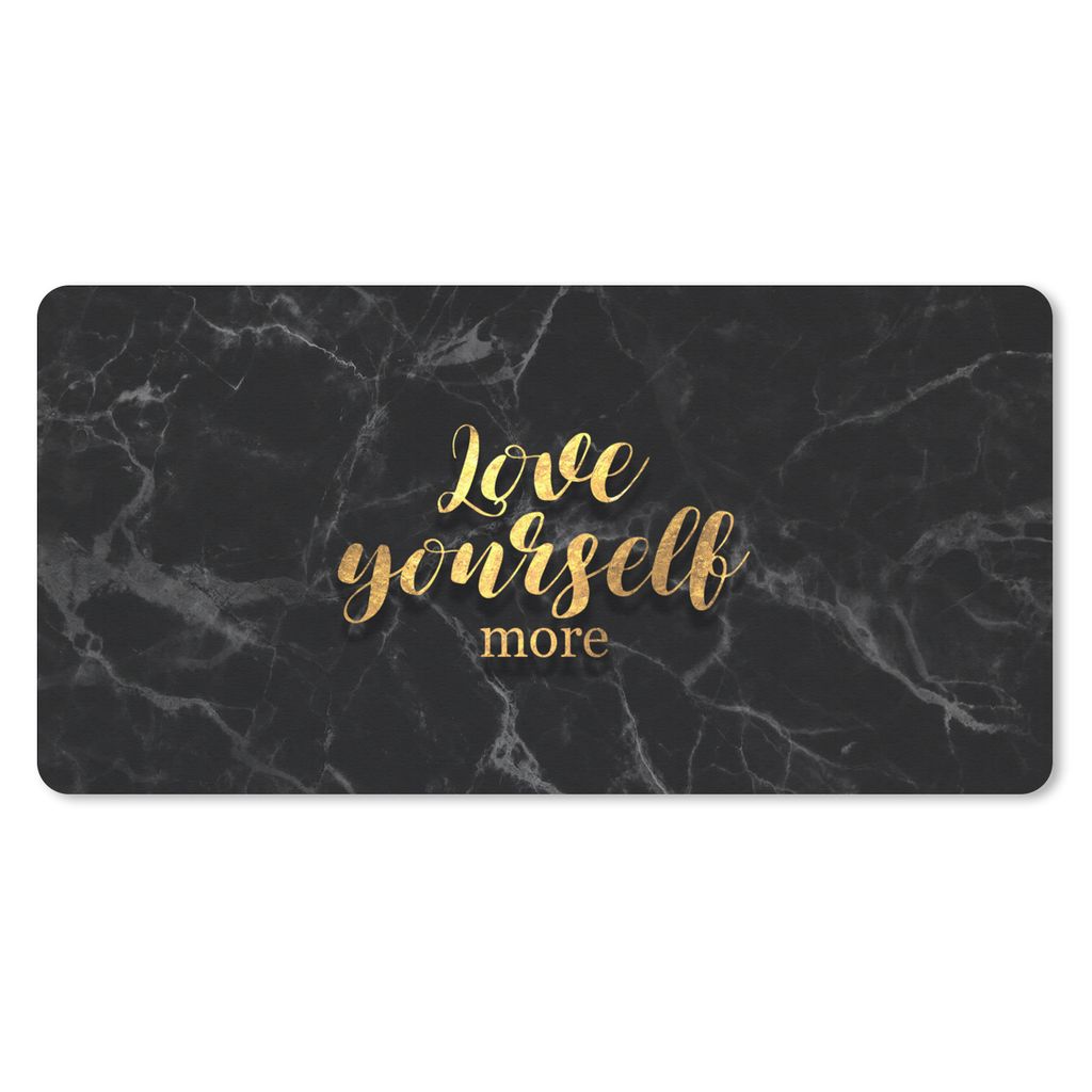MuchoWow Schreibtischunterlage Zitate - Liebe - Gold - Marmor 80x40 cm - XXL Mauspad - Gaming Mauspad