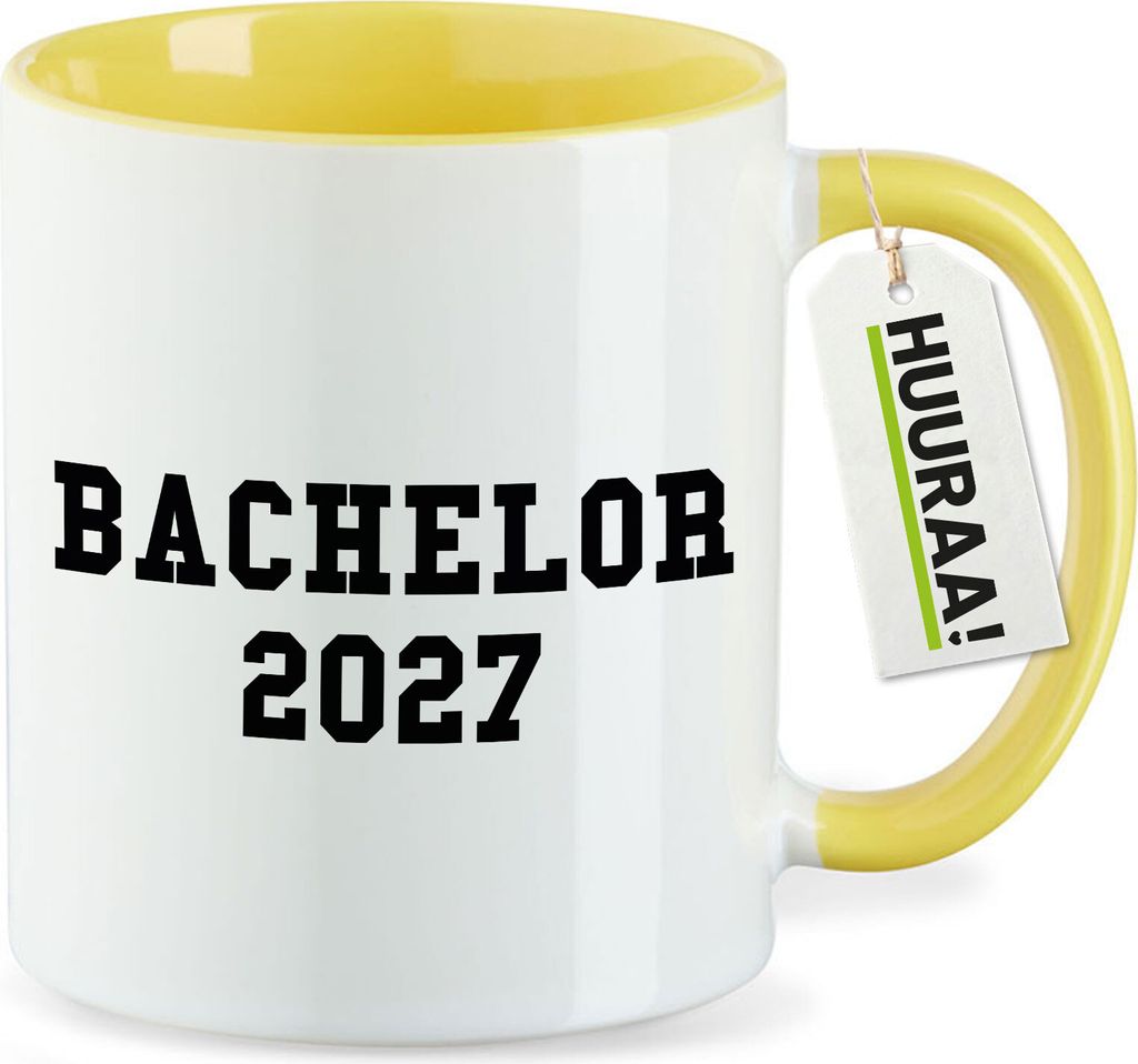 Huuraa Kaffeetasse Bachelor 2027 Abschluss 330ml Gelb Keramik Kaffeebecher Geschenkidee