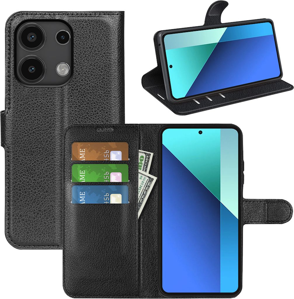 Für Xiaomi Poco M6 Pro 4G / Redmi Note 13 Pro 4G Smart Handy Tasche Schwarz Etuis Kunst-Leder Hülle Cover Case Book