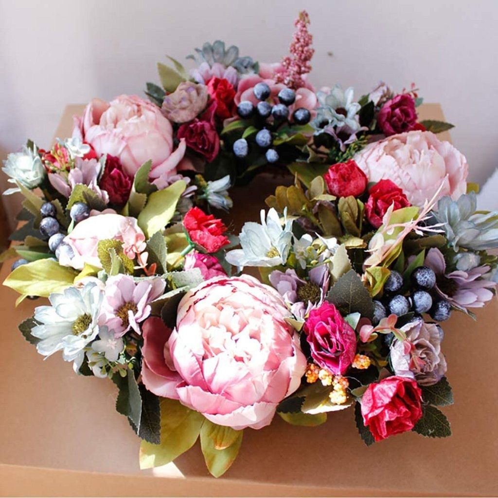 Knstliche Trkranz Deko Kranz Nachbildungative Blumenkranz