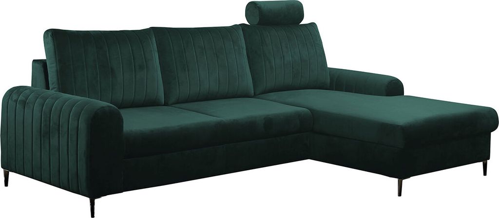 MIRJAN24 Ecksofa Simori, Stilvoll Eckcouch mit Bettkasten und Schlaffunktion (Farbe: Velluto 27, Seite: Rechts)