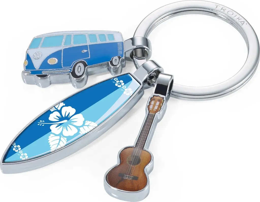 TROIKA Porte-clés Surfmate avec 3 pendentifs thématiques en métal robuste