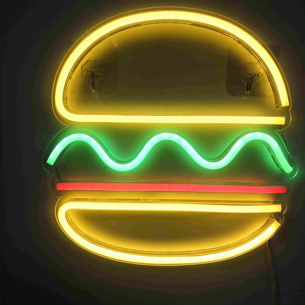 Lumière LED NEON, luminaire mural décoratif, burger Image du produit 