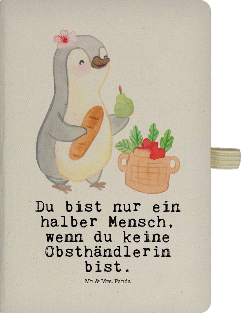 Mr. & Mrs. Panda notizbuch Obsthändlerin Herz - Transparent - Geschenk, Obstplantage, Journal, Obstverkäuferin, Lustig, Kladde, Witzig, din a5, R...