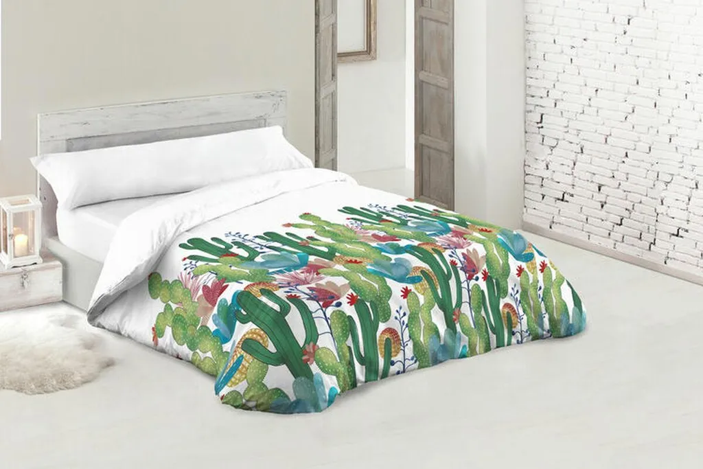 Colvihome Housse de Couette Hosteline Cactus White 144 fils en Coton