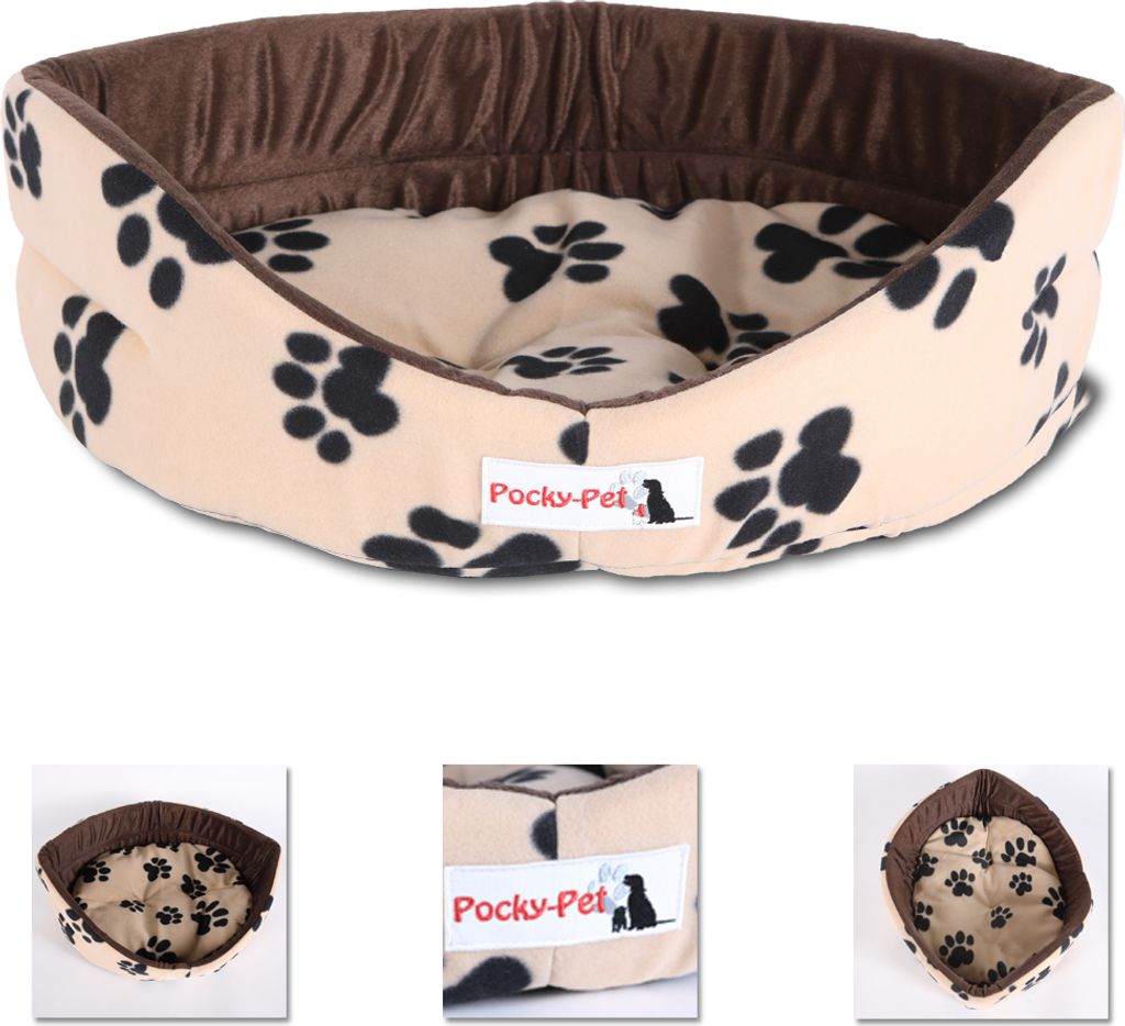 Katzenbett Hundebett Plüsch 54x46cm Beige-Braun Produktbild 