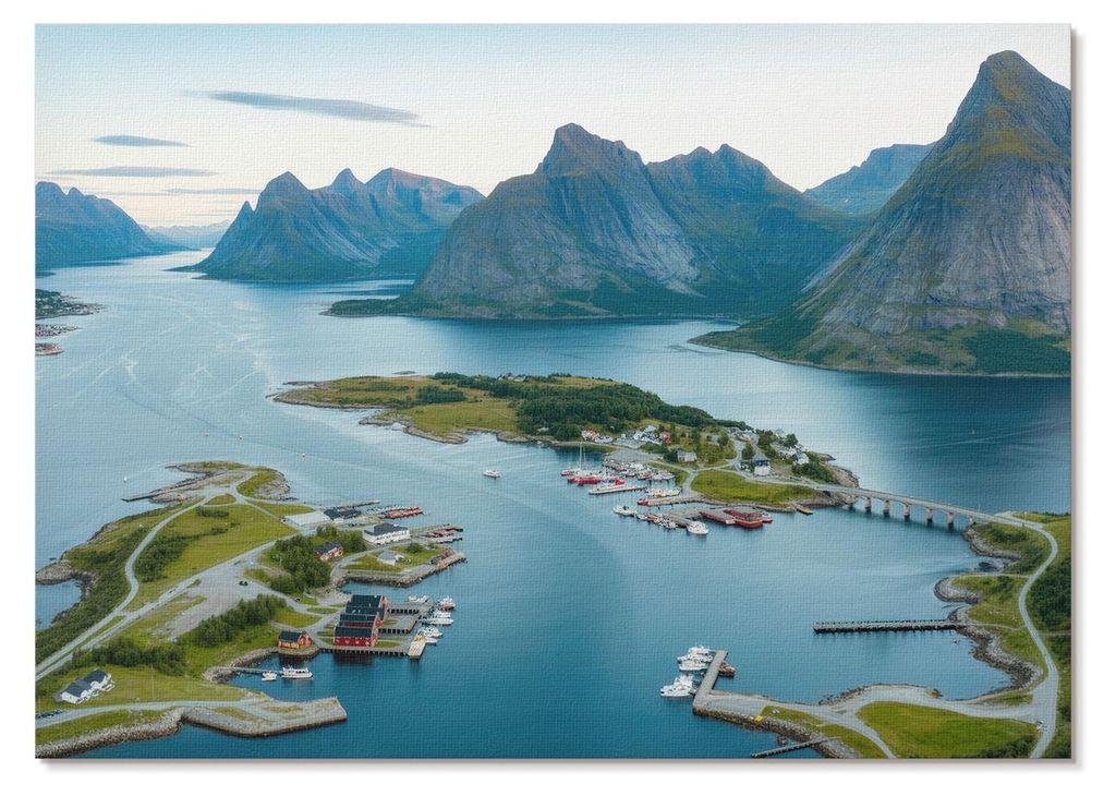 POSTER - 59x42 cm (A2) - Kairoo - Fjorde, Berge, Stadt, Frieden und Harmonie - Wandbild für Wohnzimmer Schlafzimmer & Flur, Modernes Poster Wandde...