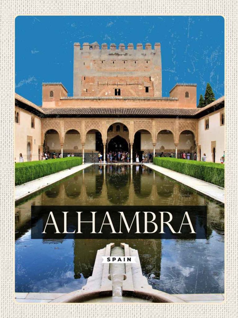 vianmo Holzschild 40x30 cm Retro Alhambra Spain Spanien Bildmotiv Reisemotiv Straße Stadt