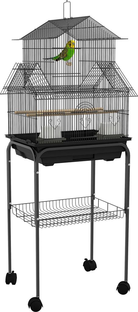 PawHut Cage à oiseaux sur pied, volière sur roulettes avec Image du produit 