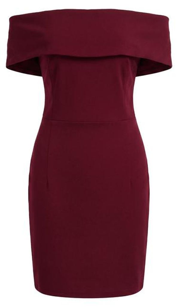 Ein elegantes schulterfreies Cocktailkleid mit Carmen-Ausschnitt.