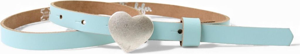 FRONHOFER süßer Kindergürtel mit silberner Herz Schnalle, plastikfrei, 1,5 cm schmal