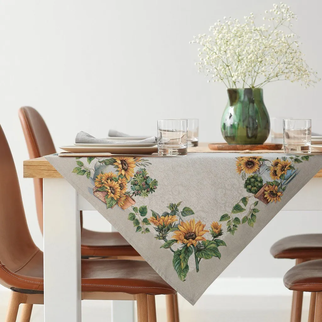 Nappe décorative en tapisserie 57 NAT 100x100 cm pour table carrée