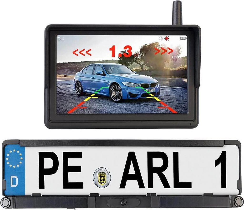 Lescars Solar-Funk-HD-Rückfahrkamera PA-720.slr - Kabellose Produktbild 