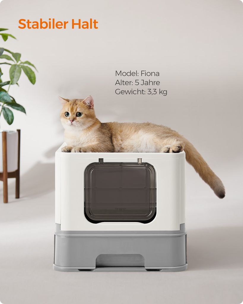 FEANDREA Katzenklo, mit Deckel, für Katzen bis 15kg, Produktbild 4