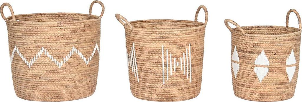 Korb-Set DKD Home Decor Weiß natürlich Schnur Seegras (3 Stücke)