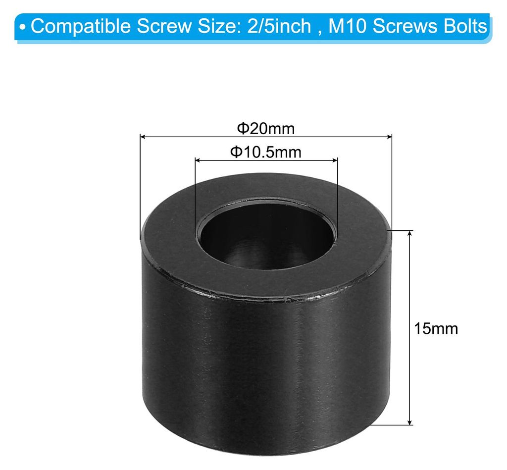 M10 Aluminium Abstandshalter 8 Stš¹ck Distanzhš¹lsen Rund Unterlegscheiben 10,5 mm ID x 20 mm OD x 15 mm L Schrauben Dichtungsring fš¹r Repar...