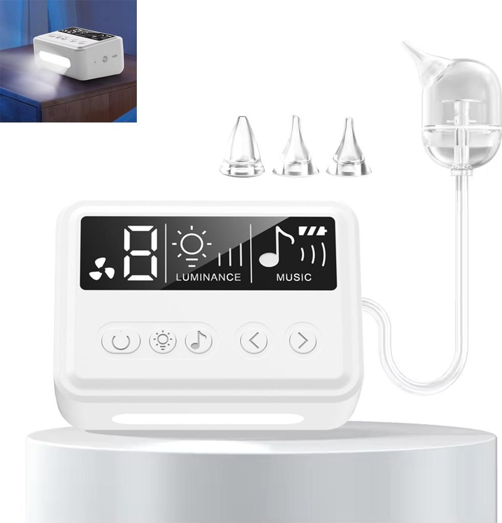 Baby Nasensauger mit 9 Stufen Saugkraft, sanftes Beruhigungslicht, 3 Nasenaufsätze, BPA-frei, USB-Ladung, für Babys und Kleinkinder