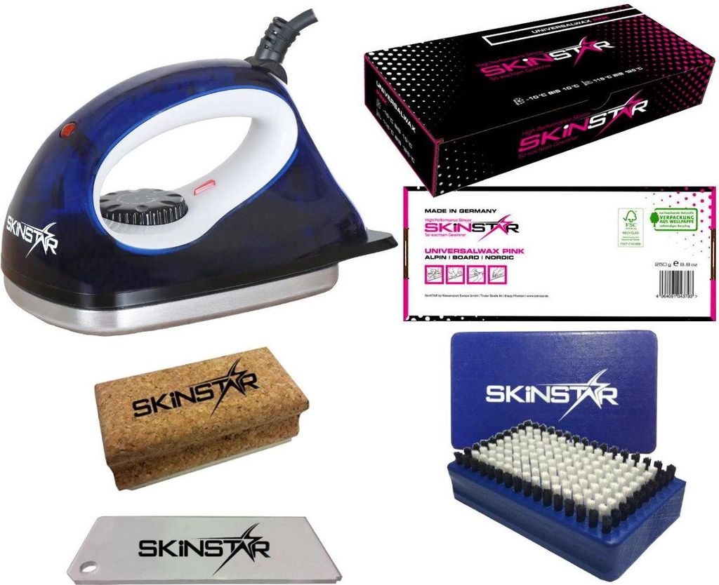 SKINSTAR Starter Ski Wachs Set, Wachsbügeleisen Bürste Wachs 5-teilig Type B