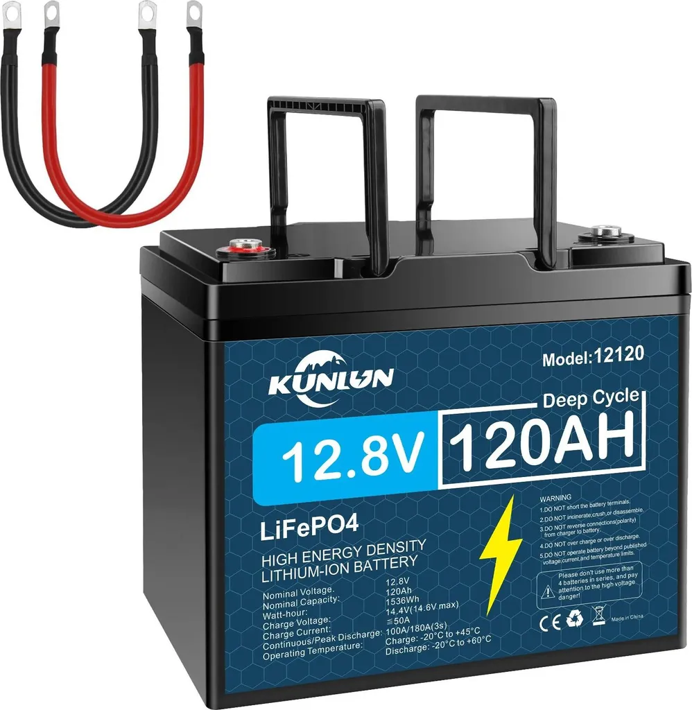 Batterie de service LiFePO4 12V 120Ah pour camping-car et solaire