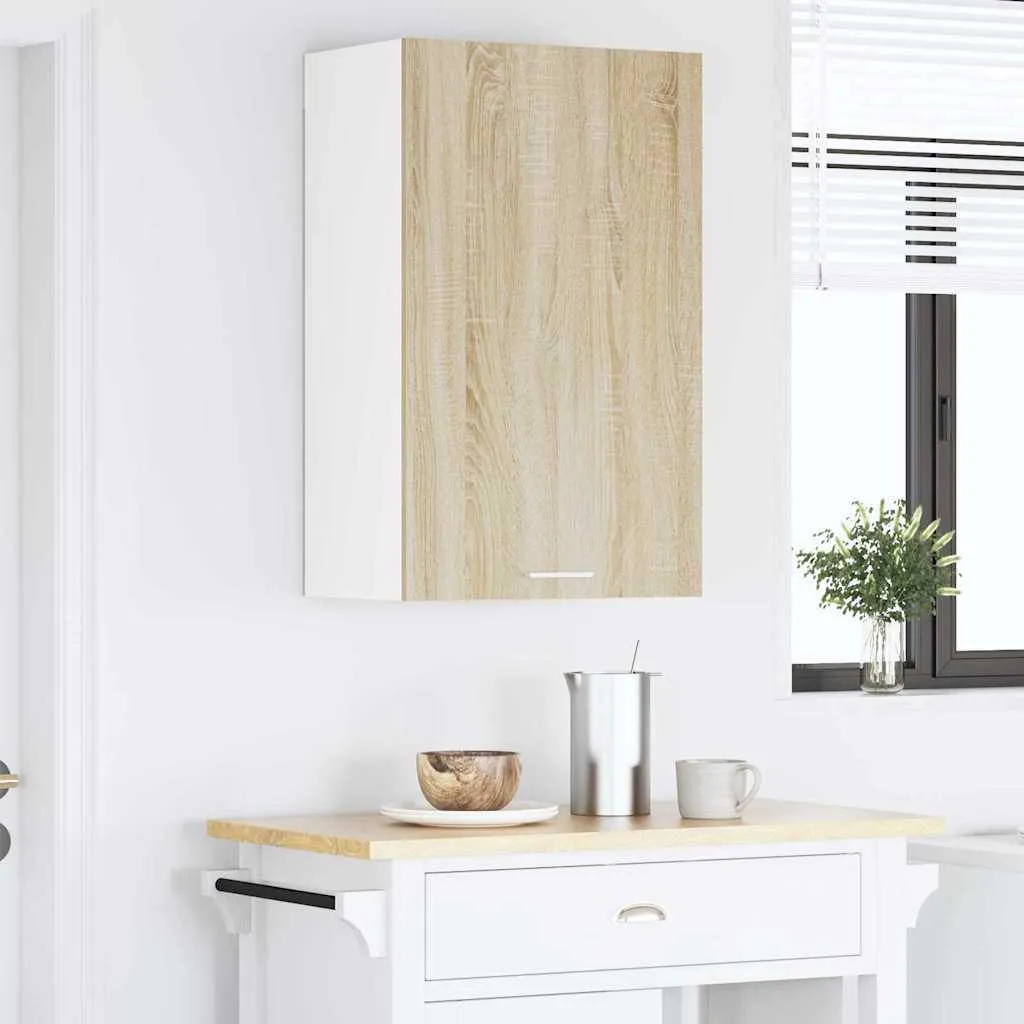 SYFAX Armadio a Muro 50 x 31 x 80 cm - Rovere Sonoma e Bianco - 4