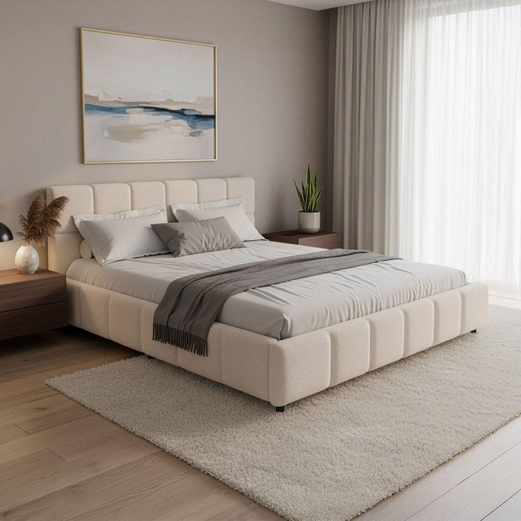 Juskys Polsterbett Florenz 180 x 200 cm, Bouclé, Bubble Produktbild 