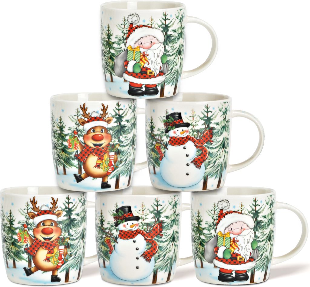 Weihnachtstassen 6er Set lustige Weihnachtsmotive