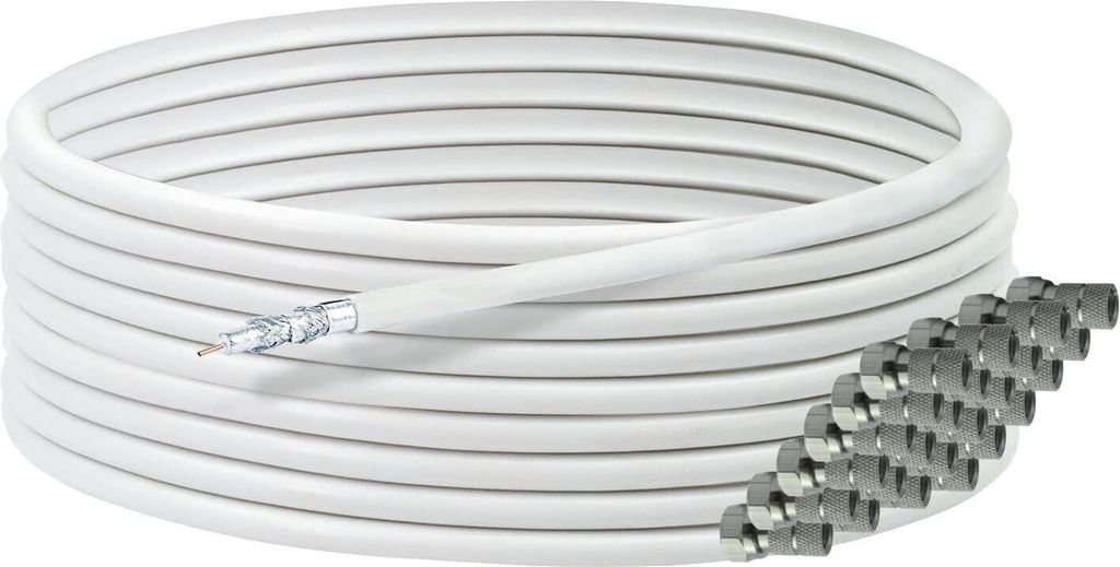 Koaxialkabel 50 m mit F-Steckern 135 dB