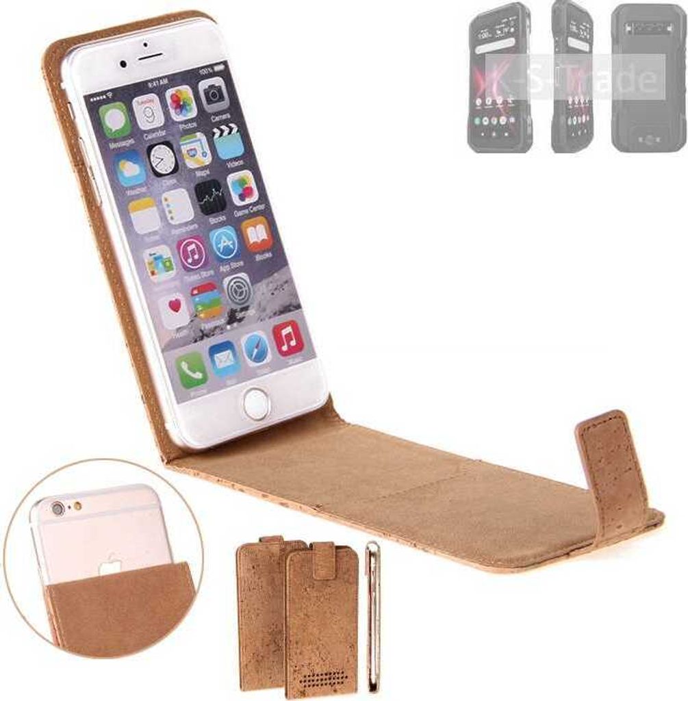 K-S-Trade Handyhülle kompatibel mit Kyocera DuraForce Pro 3 Kork Hülle Flipstyle Case Schutzhülle Kork Case Hülle Flip cover Klapphülle Klapp,