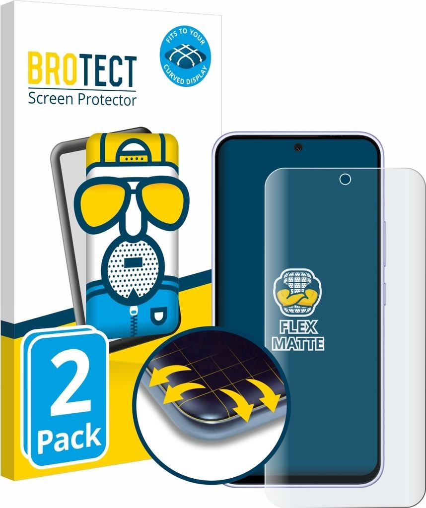 2x BROTECT Fullscreen Schutzfolie für Samsung Galaxy A54 5G Enterprise Edition Displayschutz Folie Fullcover Matt Entspiegelungsfolie