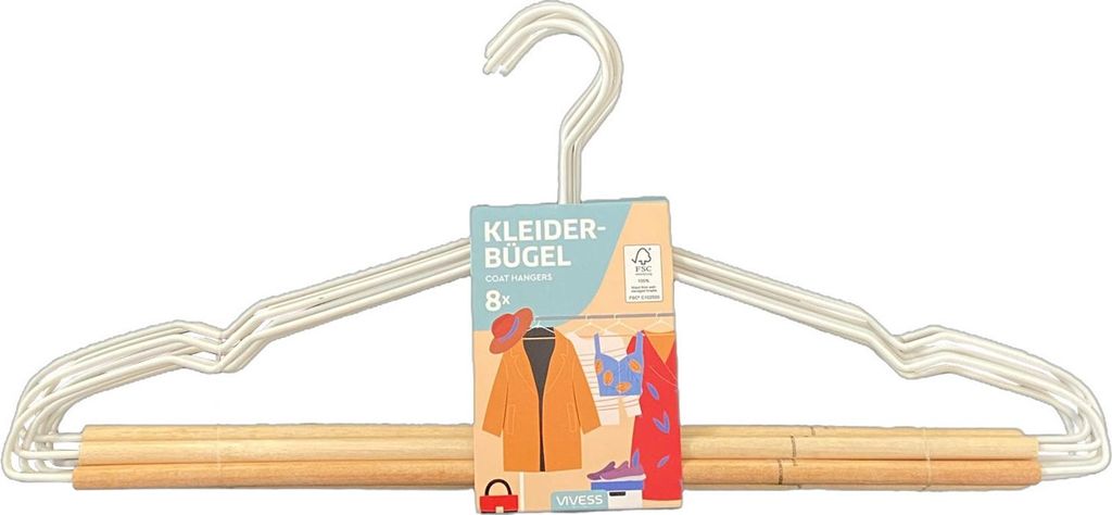 Kleiderbügel 8er Set Metall, Holz