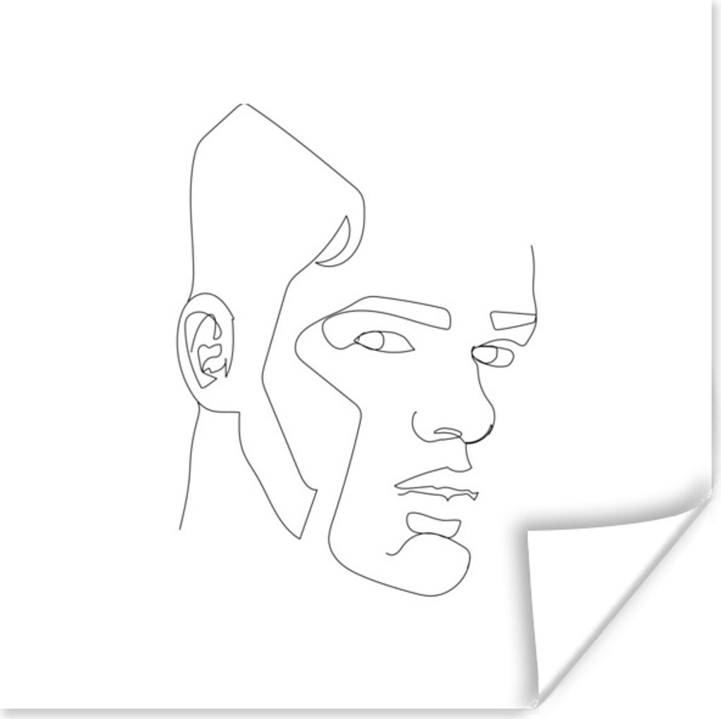 MuchoWow Poster Linienkunst - Abstrakt - Mensch 50x50 cm - Wohnzimmerdekoration