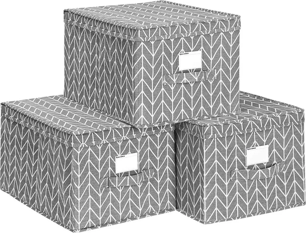 Panier de rangement pliant gris lot de 3 pièces pour étagère et dressing