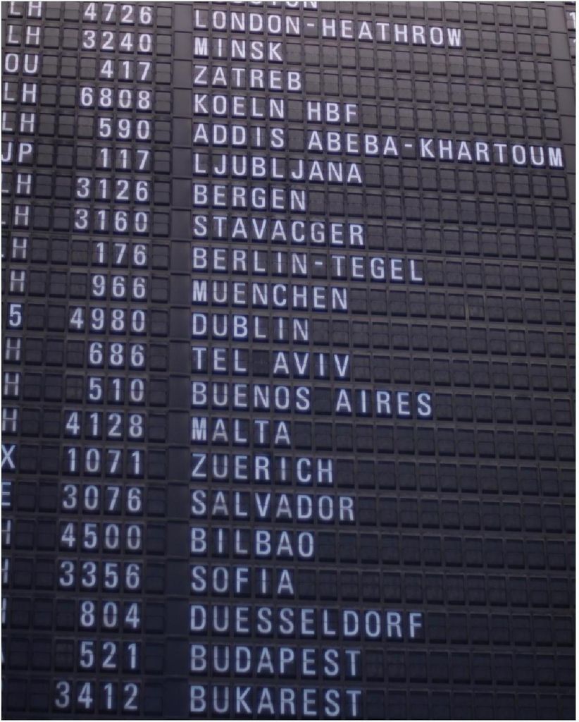 Wallario Poster - Flughafen Abflugtafel, Kunstdruck Größe: 40 x 50 cm