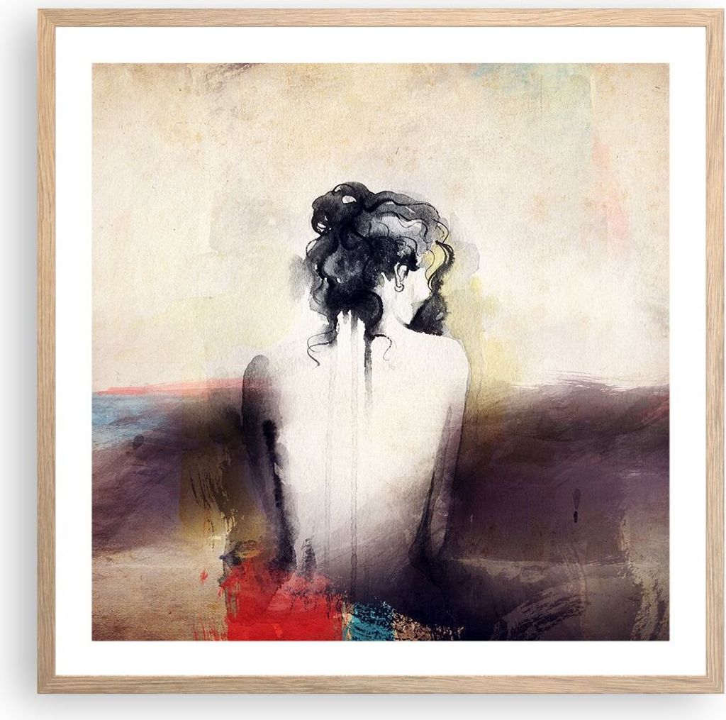 Gerahmtes Poster - Rahmen in heller Eiche - Frau handeln nackt - 60x60 cm - Wand Bild - Wanddeko - Wandbilder - Wandposter - Bilderrahmen - Bilder ...