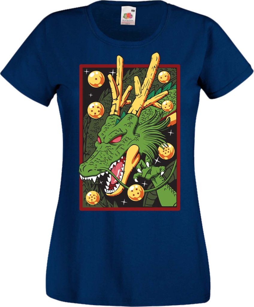 Damen T-Shirt Manga Anime Dragon Anime Manga Ball Z Shenron Shenron Dragon, Lady S / Dunkelblau