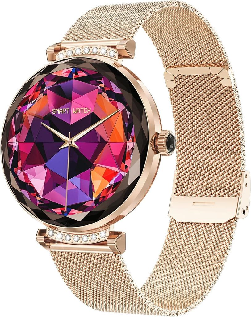 LONGLU Damen Smartwatch mit Telefonfunktion Fitnessuhr mit Anrufen AMOLED Display Sportmodi Herzfrequenz & Schlaftracking iOS Android