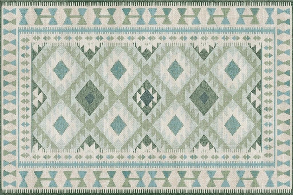 Moderner Vinyl-Terrassenteppich Grün Rauten 80x120 cm